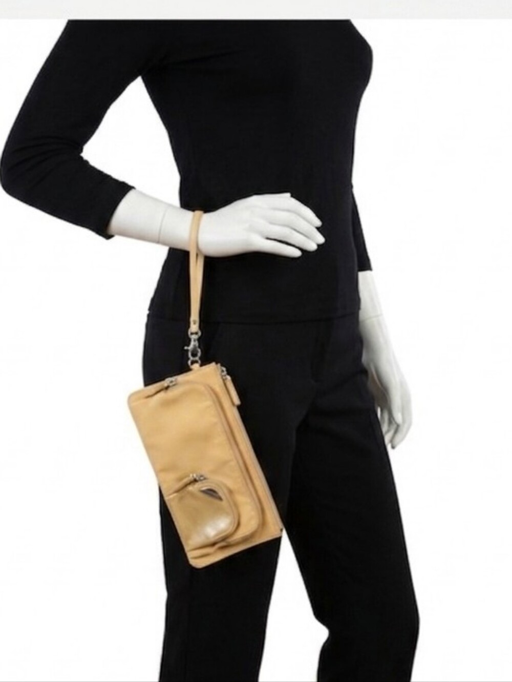 Francesco Biasia Nylon Leather Wristlet Clutch